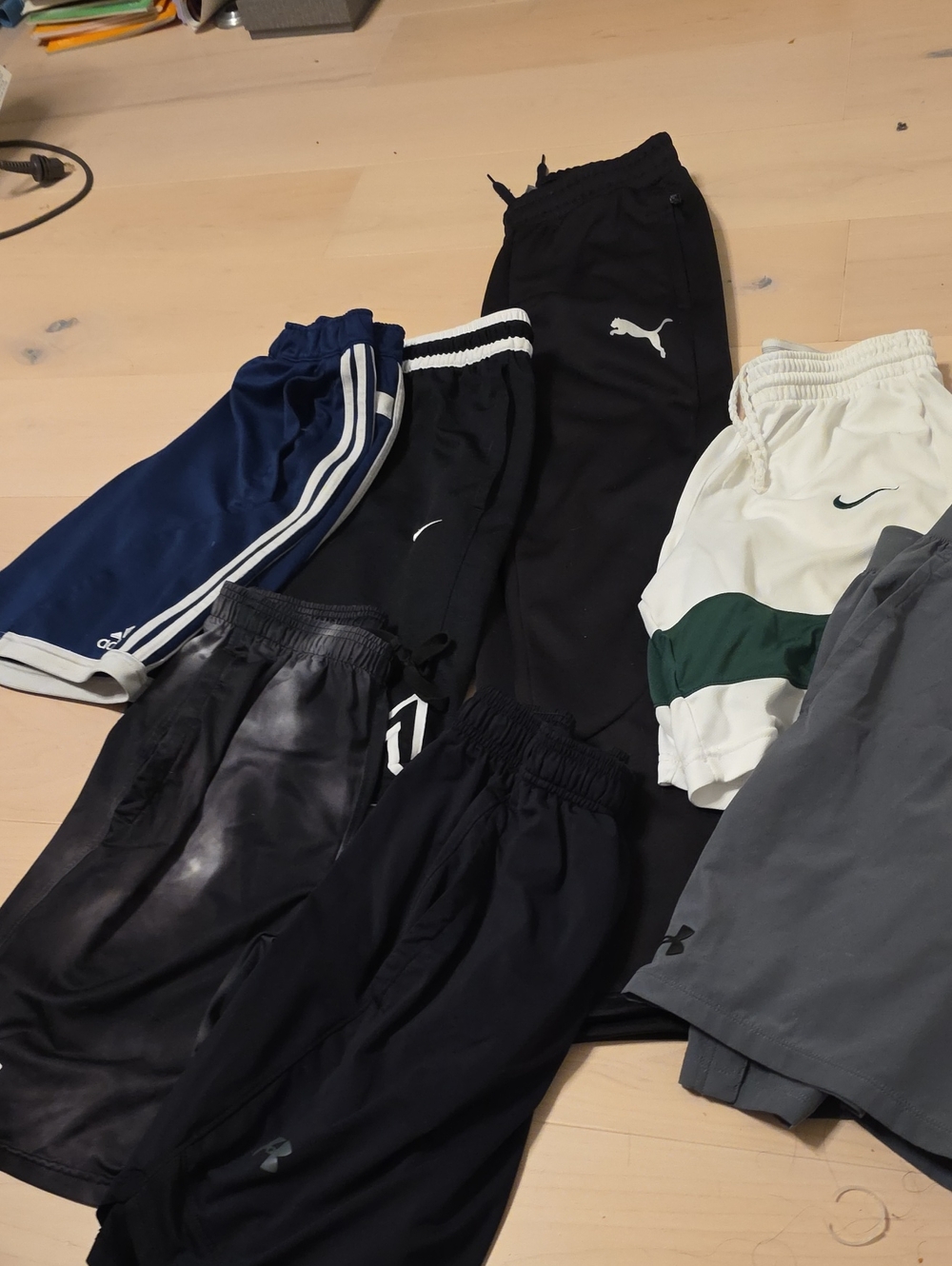 Puma Nike And Under Armout Black Active Track Pants And 6 Shorts